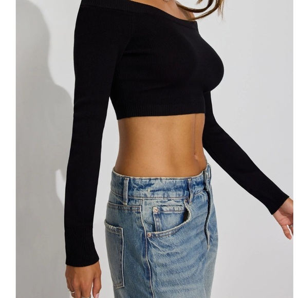 Garage Micro Off Shoulder Top Black - Picture 3 of 10